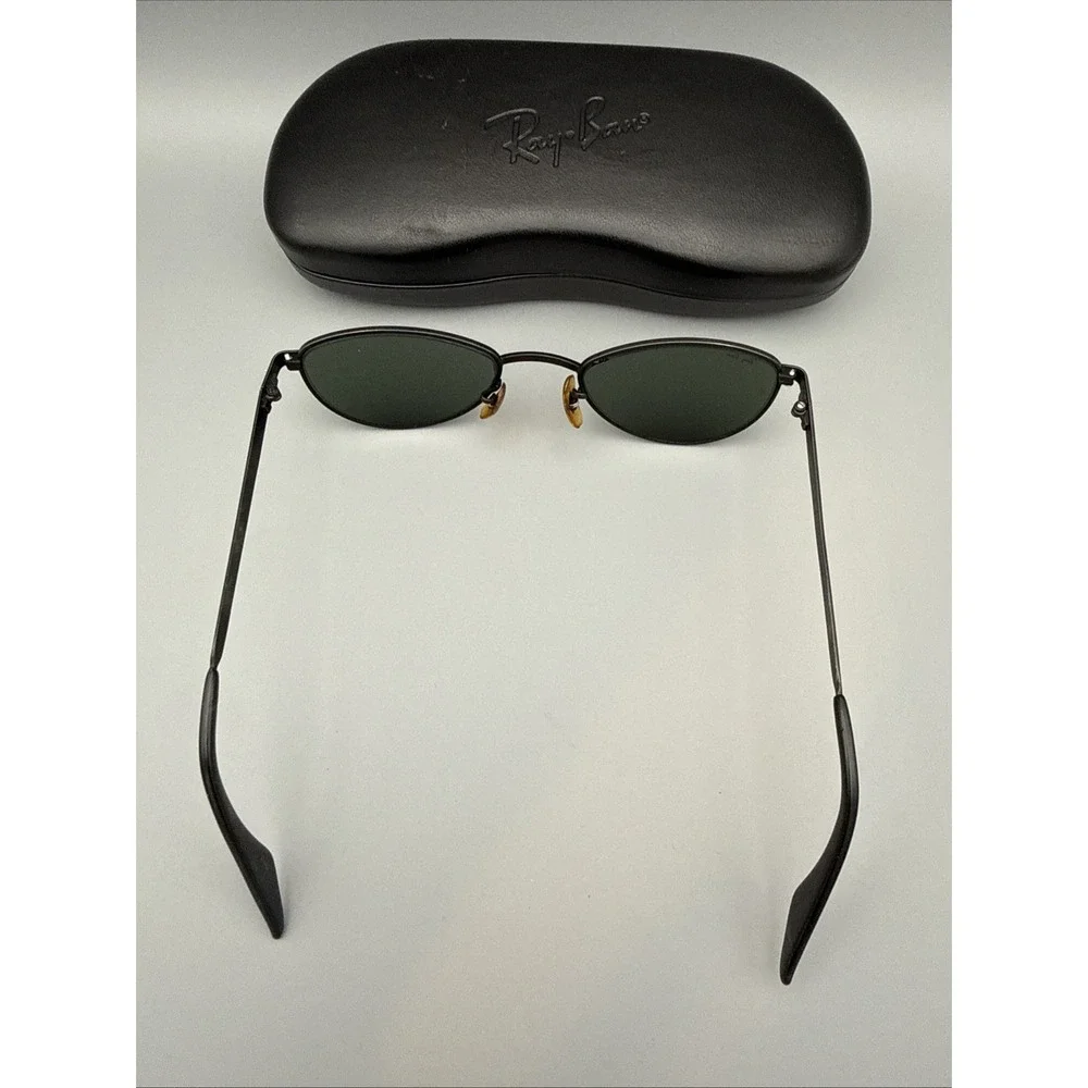Ray Ban Bausch & Lomb Vintage W2193 Authentic Sunglasses Black Metal/Green Lens
